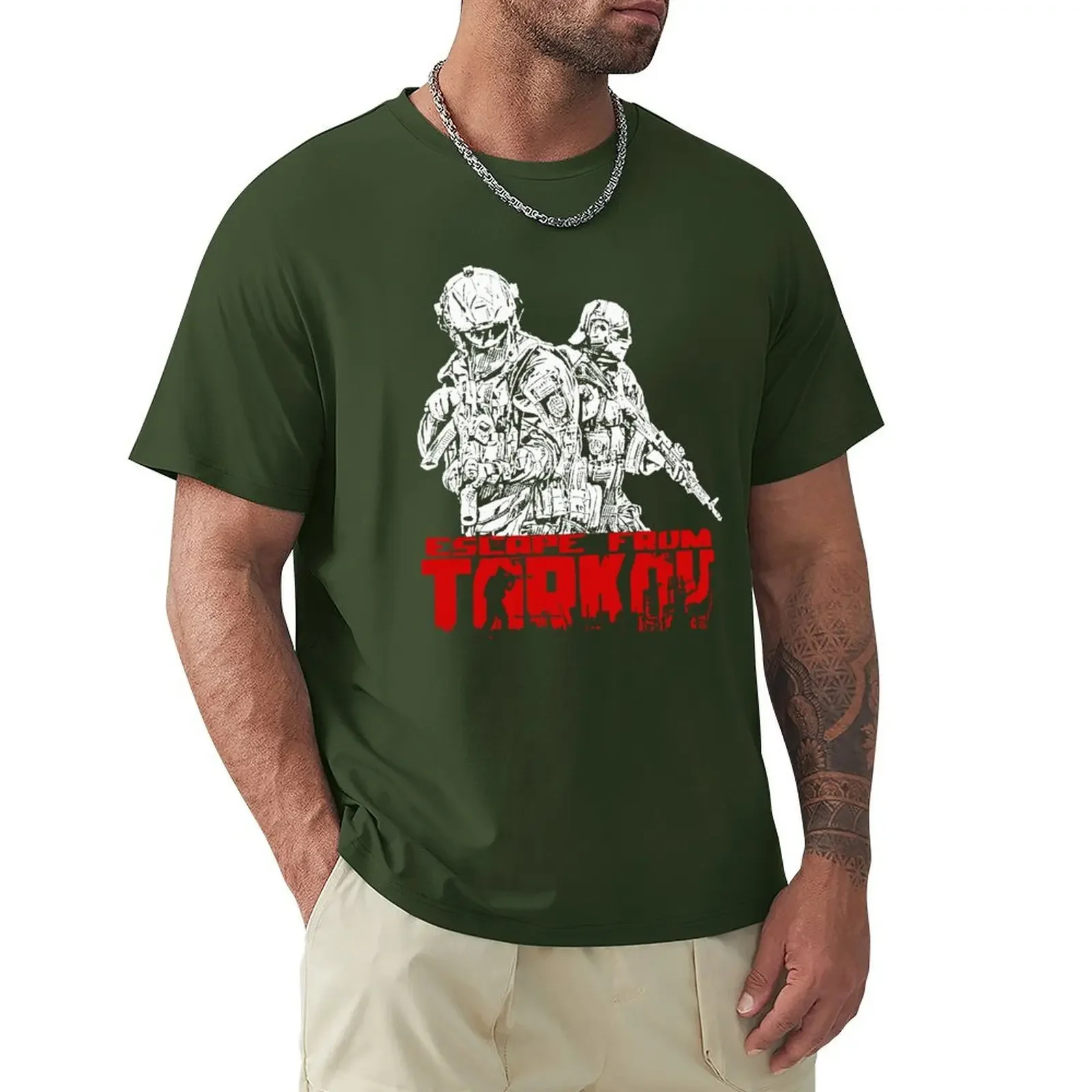 Escape From Tarkov Red by Tortoiseman T Shirts Cartoon Graphic TShirts Cool Short Sleeve Clothing Streetwear T-Shirts Tee Tops