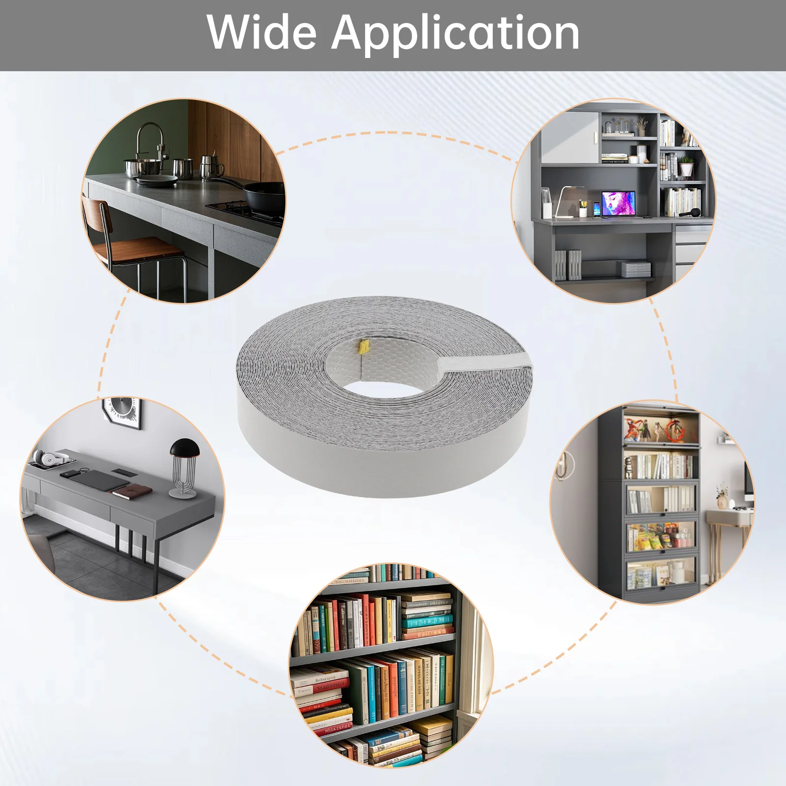 15M Gray Hot Melt Adhesive Melamine Edge Banding Pre-glued Veneer Edging for Plywood Table / Cabinet / Furniture image 6