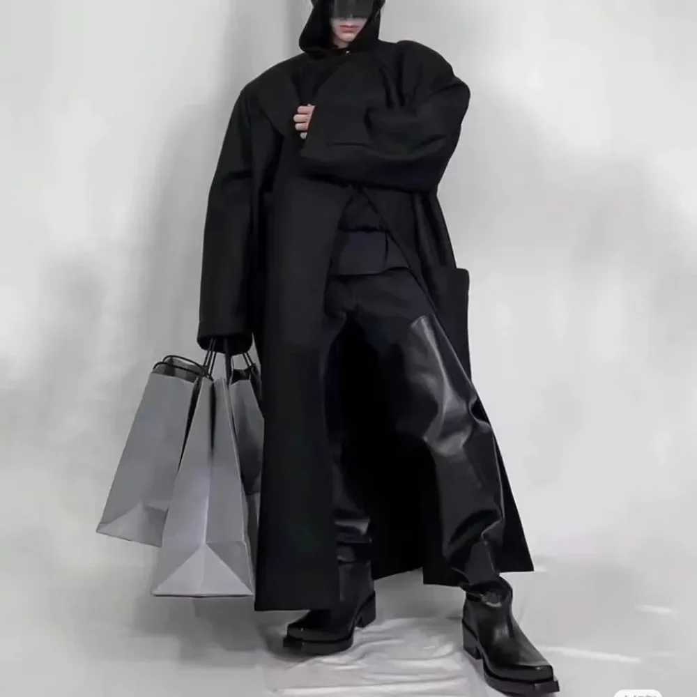 黒の乗馬ブーツ レディース メンズ スクエアトゥ チャンキー プラットフォーム オーバーニーハイブーツ プリーツ ルーズ チューブ ロングブーツ スリッポン