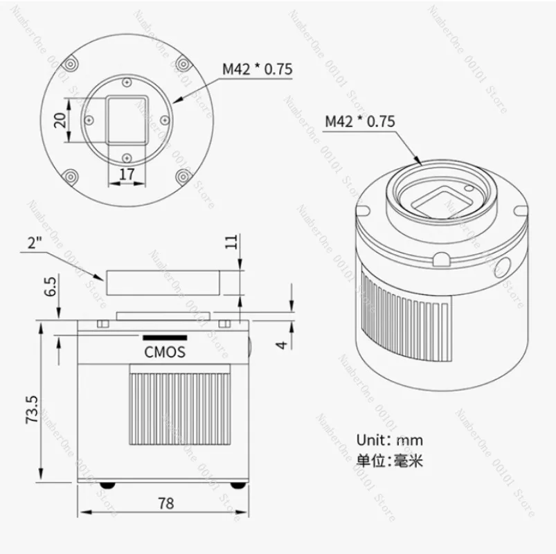 الكاميرا #   ASI533MM-P Z WO ASI533MM Pro علم الفلك أحادي اللون المبرد