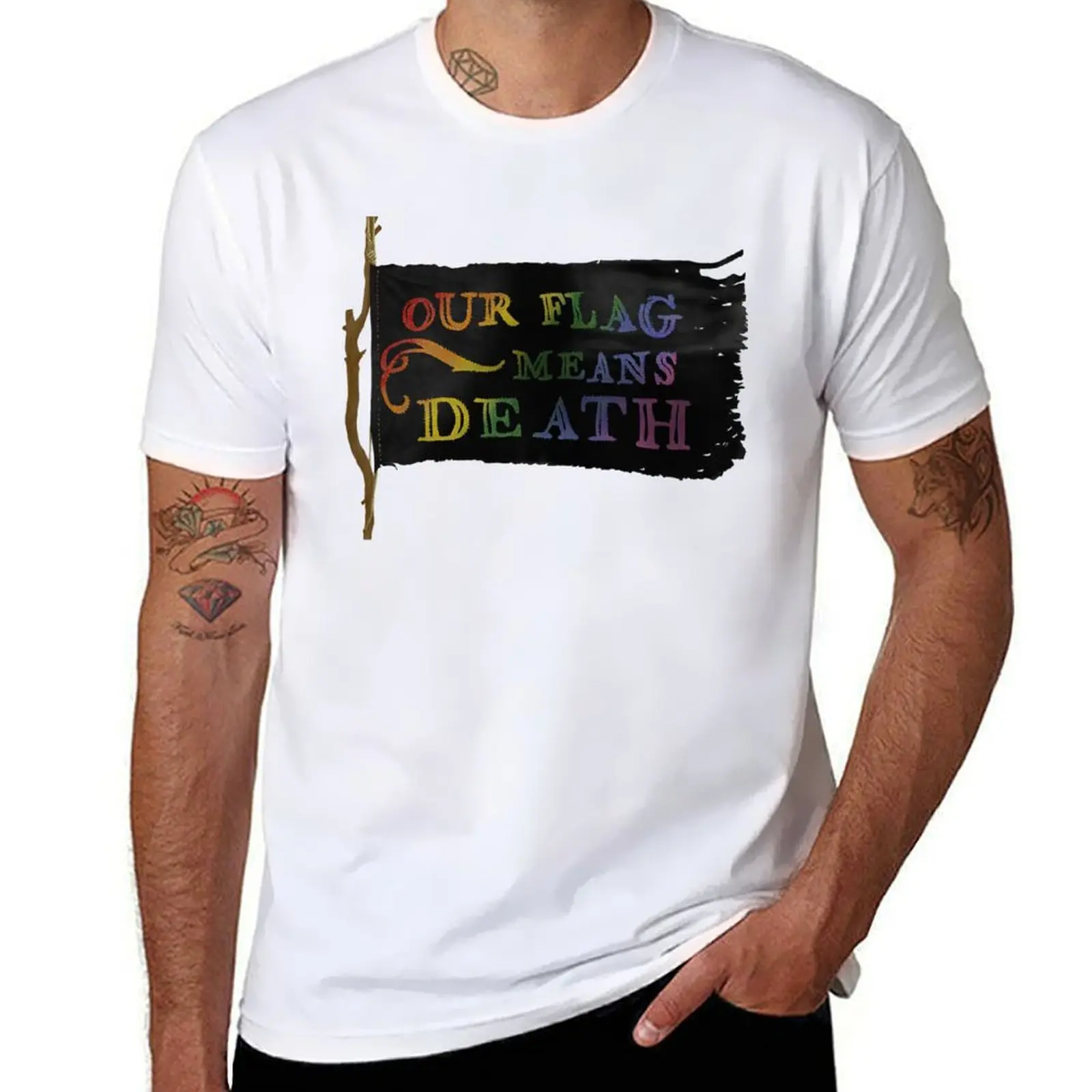 

OFMD Pride Flag - Gay Pride - Rainbow Text T-Shirt clothes blue lock shirts men