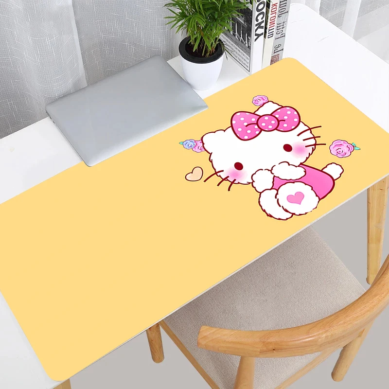 Mouse Pad Edge White Gamer Large Computer Notebook Pc Rubber Mousepad Carpet Gaming Accessories H-Hello Kitty Keyboard Desk Mat