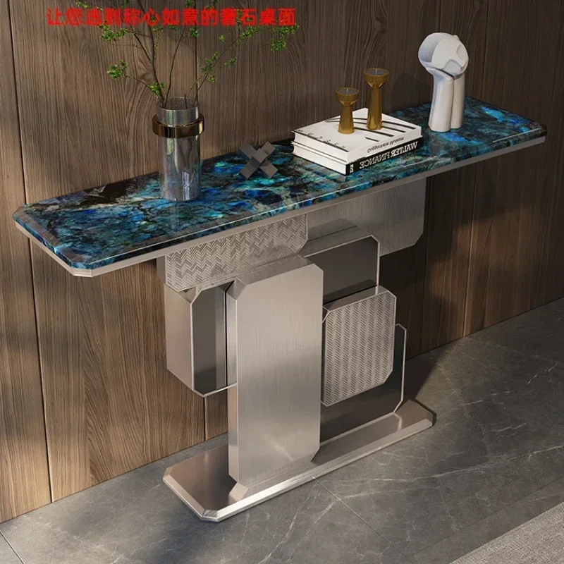 

Black-Capped Kingfisher Marble Art Modern Minimalist Wall Extremely Narrow Side View Home Light Luxury Console Tables