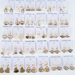 10Pairs/Lot Fashion Vintage Stainless Steel Heart Hoop Earrings For Women High Quality Wedding Valentine Jewelry Gift Mix Style