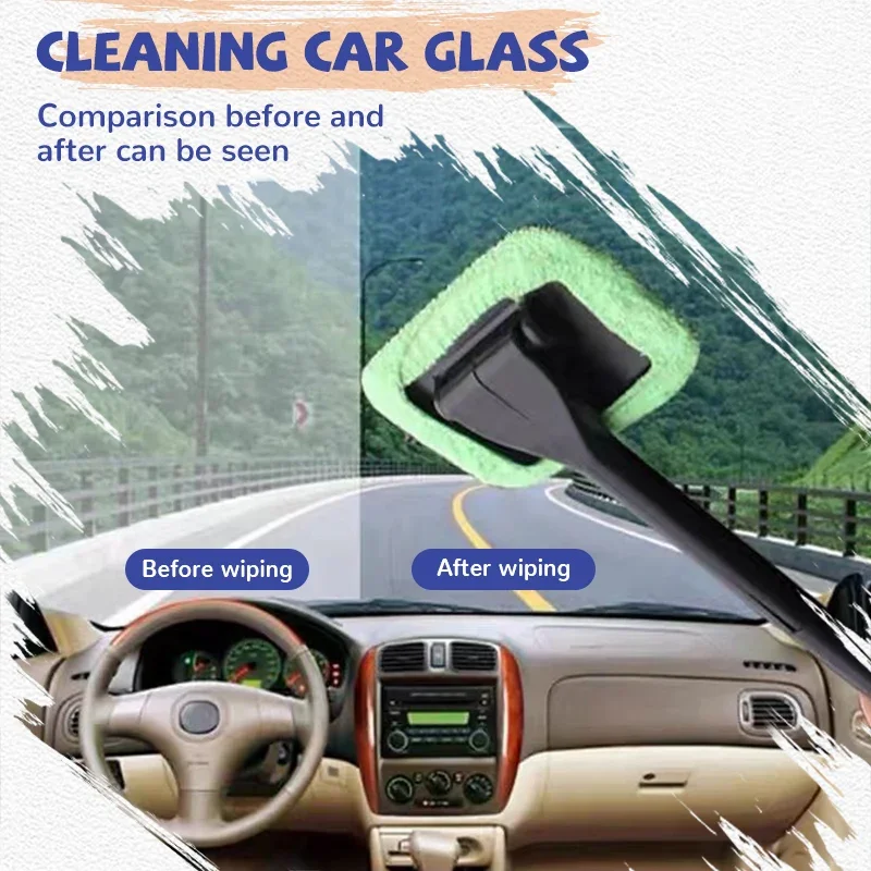 Car Cleaner Window Brush Kit Cleaning Mop with Long Handle Windowshield Washing Towel Home Dust Wiper Cloth Car Wash Accessory