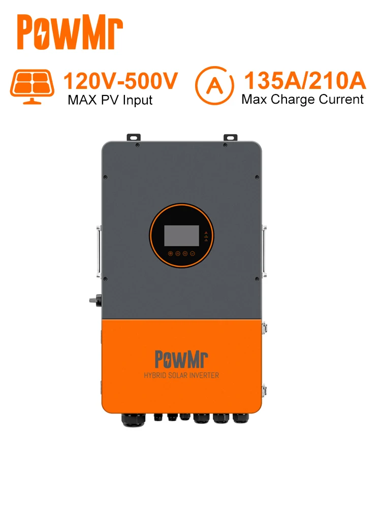 【IP66】PowMr 6,6KW 10,6KW Hybrid-Solarwechselrichter 48V 220V On-Off-Grid-Wechselrichter mit MPPT 135A 210A Ladegerät Parallelverbindung bis zu 9 Stück