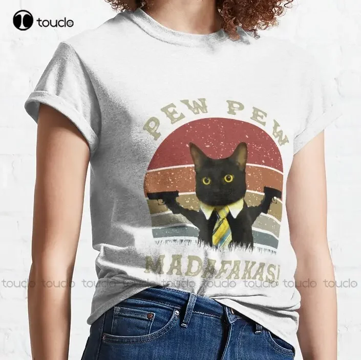 Cat Vintage Pewpewpew Madafakas Cat Crazy Pew Trending T-Shirt Cat Shirts For Women Fashion Tshirt Summer Xs-5Xl Unisex Retro