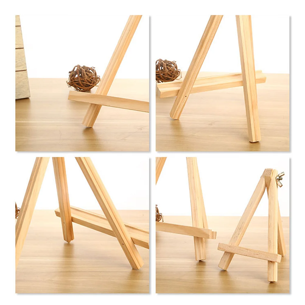 Small Tripod Easel Stand for Picture Monitor A-Frame Tabletop Wood Display Photo Painting Triangle Puzzle