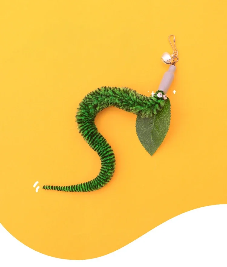 Caterpillar Cat Toy Set Cat Feather Teaser Wand Toy for Kitten Cat Dog Plush Worms Interactive Training Playing Stick Pet Toy