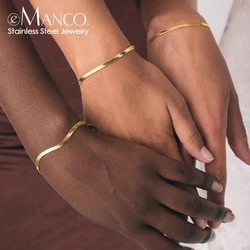 eManco 2/3/4/5MM Snake Chain Bracelet Gold Color Width Stainless Steel Bracelet For Women Jewelry Gift Wholesale or dropshipping