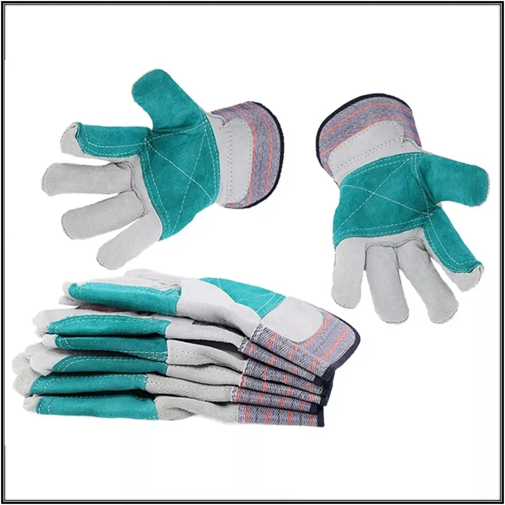 Cowhide Leather Welding Gloves Safety Heat Resistant Anti-cutting Glove Palm Reinforced Durable Welder Hand Glove