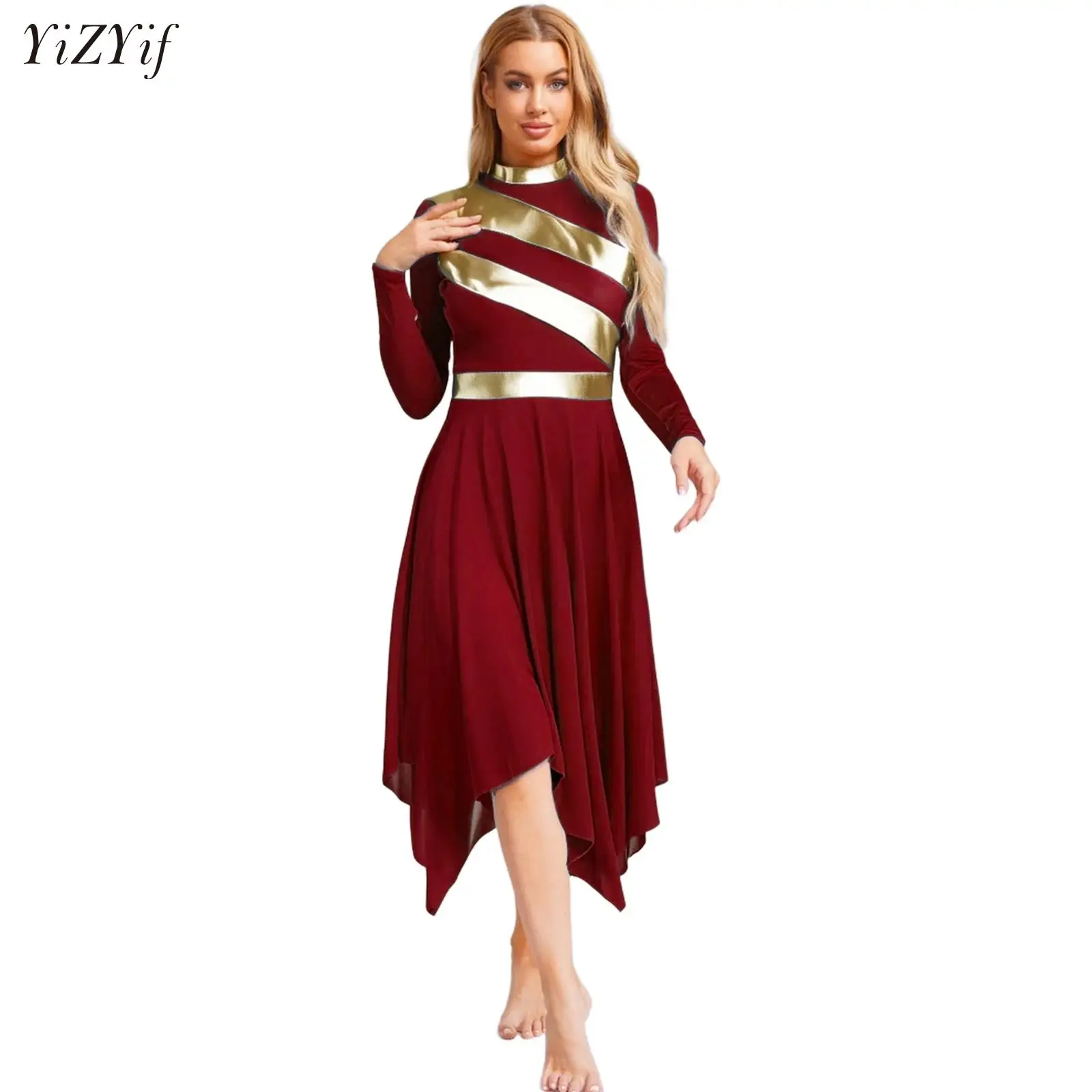 

Womens Choir Robe Church Modern Dancewear Christian Worship Liturgical Praise Dance Robe Tunic Dress Stage Performance Costume
