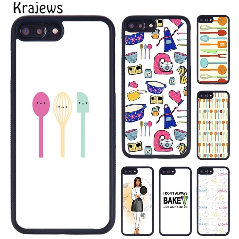 Krajews Kitchen Utensil Colored Silhouettes Phone Case For iPhone 16 15 14 plus X XR XS 11 12 13 pro max coque