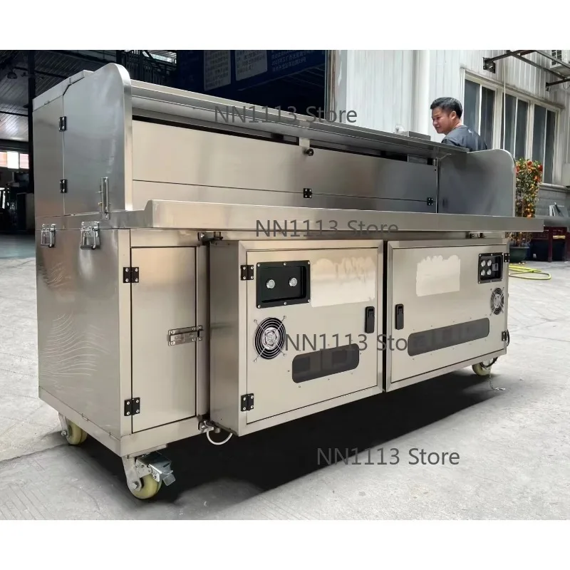 Stainless Steel Automatic Oil Cooking Fume Collector Car for 2M Outdoor Camping Barbecue Smoker BBQ Food Truck Air Filter