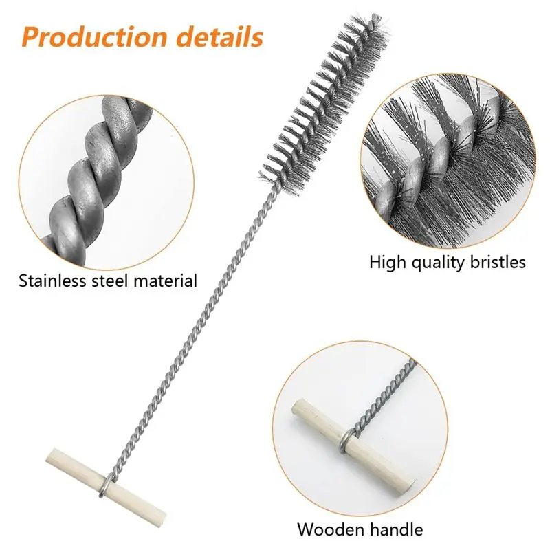 ABXF-6-Piece Pipe Cleaner Brush Set 8/12/16/20/25Mm Drill Hole Brush, Stainless Steel Small Brush For Cleaning Silver 1 SET