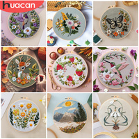 New Embroidery Flower Pattern DIY Cross Stitch Animal Bird Painting With Hoop Adult Beginner Zero Basic Hobby