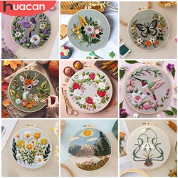 New Embroidery Flower Pattern DIY Cross Stitch Animal Bird Painting With Hoop Adult Beginner Zero Basic Hobby