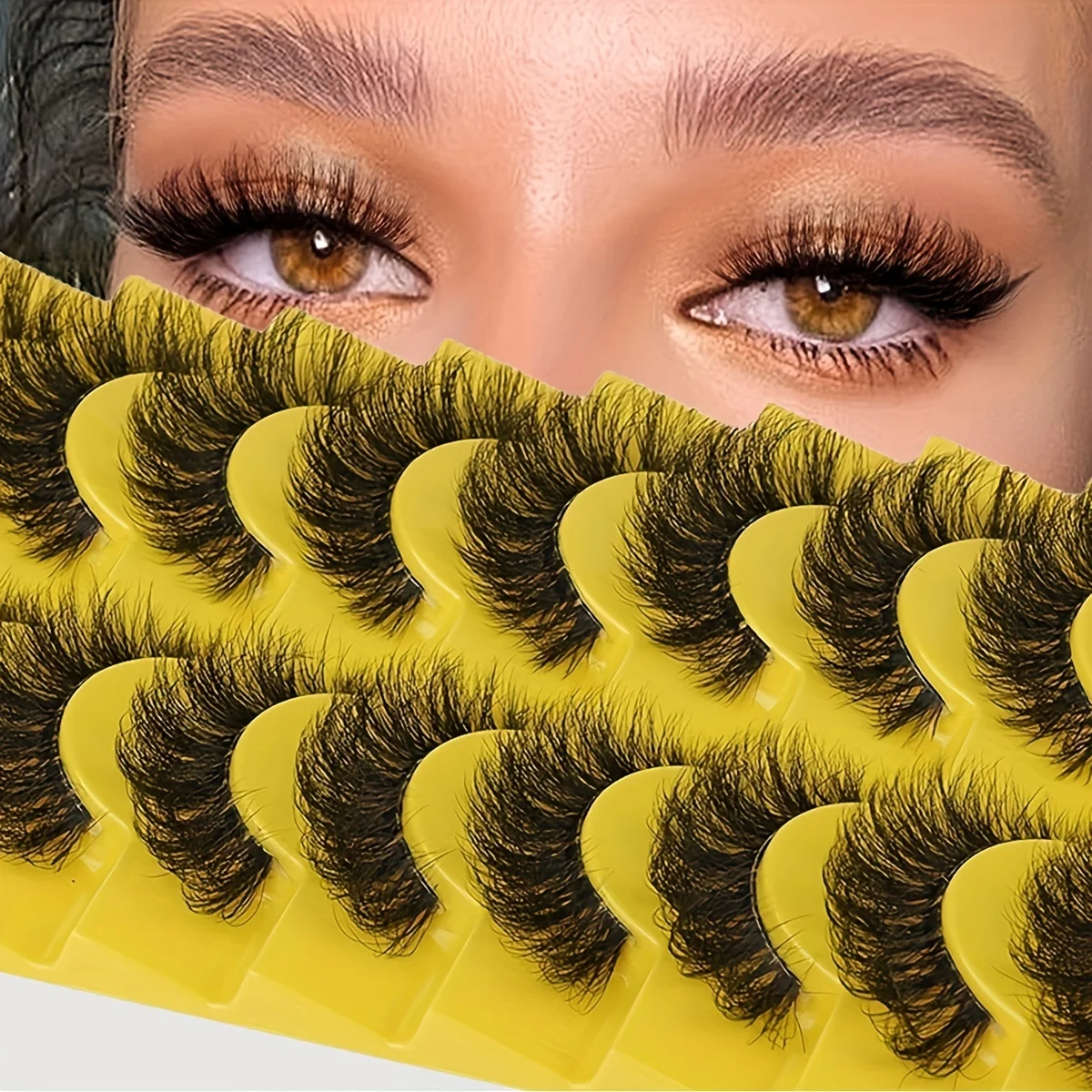 False Eyelashes 6D Super Fluffy False Eyelashes Faux Mink Cat Eye Lashes Volume Strip Lashes Fake Eyelash Extension Eye Makeup