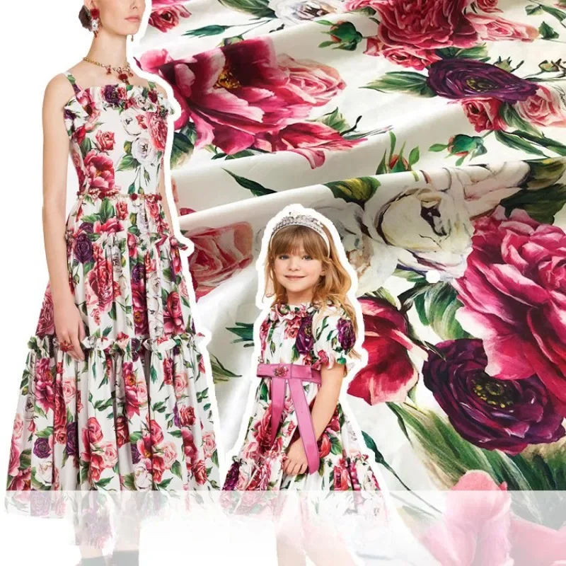 Mogujia European and American Runway High-end Peony Digital Printing Peony Pattern Printing Fabric