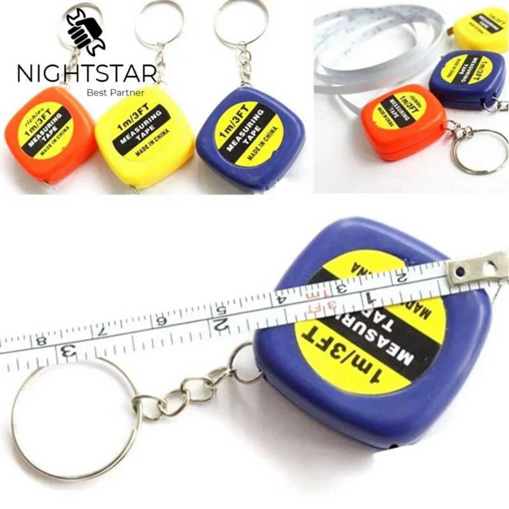 2pcs 1M Measure Pull Ruler Style Mini Keychain Key Ring Easy Retractable Tape Retractable Tape Measure /Color Random