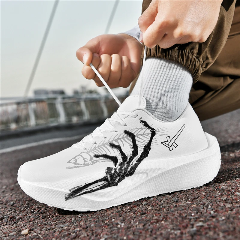 

Sports and leisure shoes, men's shoes, marathon oversized air cushioned shoes, fly woven all season rubber, wear-resistant, anti