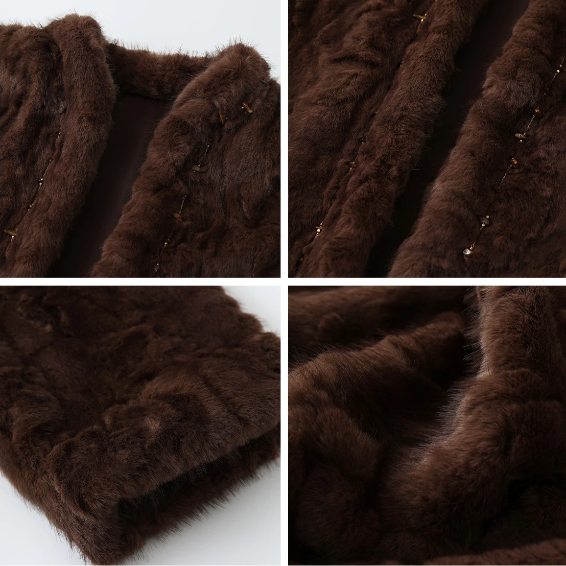 Winter High-end Elegant Coffee Color Environmentally Friendly Fur Coat Fashionable Temperament Environmentally Friendly Fur Top