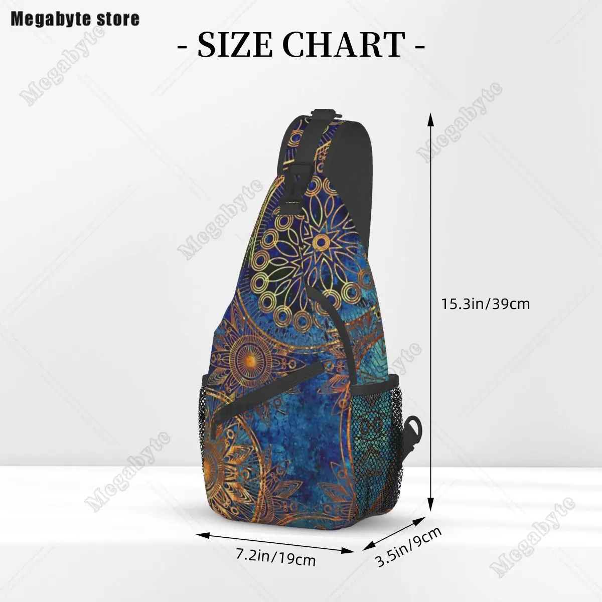 Celestial Steampunk Chest Bags Men Blue Gold Mandala Bicycle Shoulder Bag Cool Print Crossbody Bag Phone Fishing Sling Bags