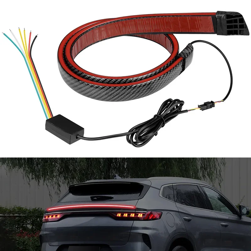 

12V Car Rear Spoiler Light Led High Mount Brake Stop Lamp Warning Turn Signal Strips Carbon Fiber Auto Trunk Light Waterproof