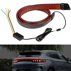 12V Car Rear Spoiler Light Led High Mount Brake Stop Lamp Warning Turn Signal Strips Carbon Fiber Auto Trunk Light Waterproof