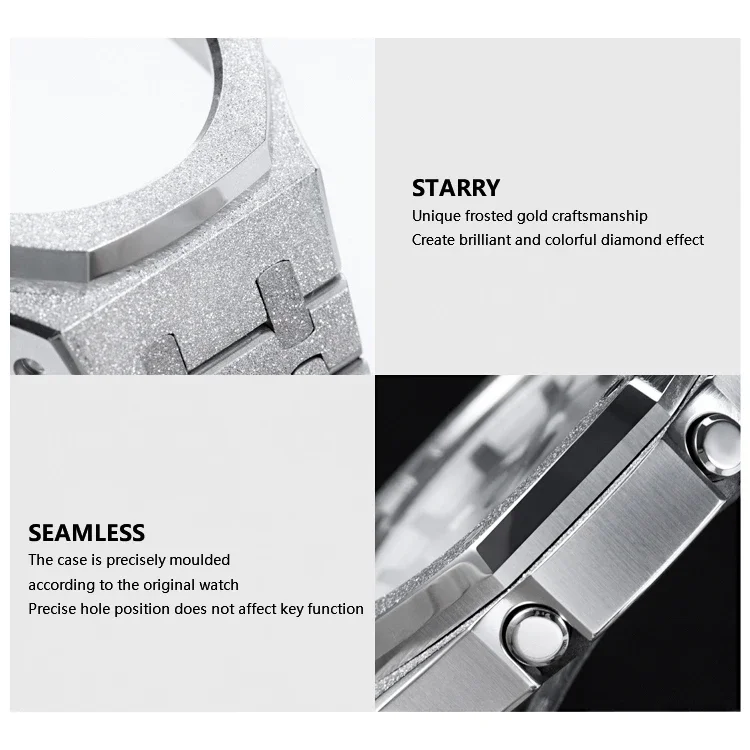 Gen4 Mod Kit For GM2100 Stainless Steel Metal Bezel Case Emery Frosted Case With Screw for GM-2110 DIY Rubber Band Accessories