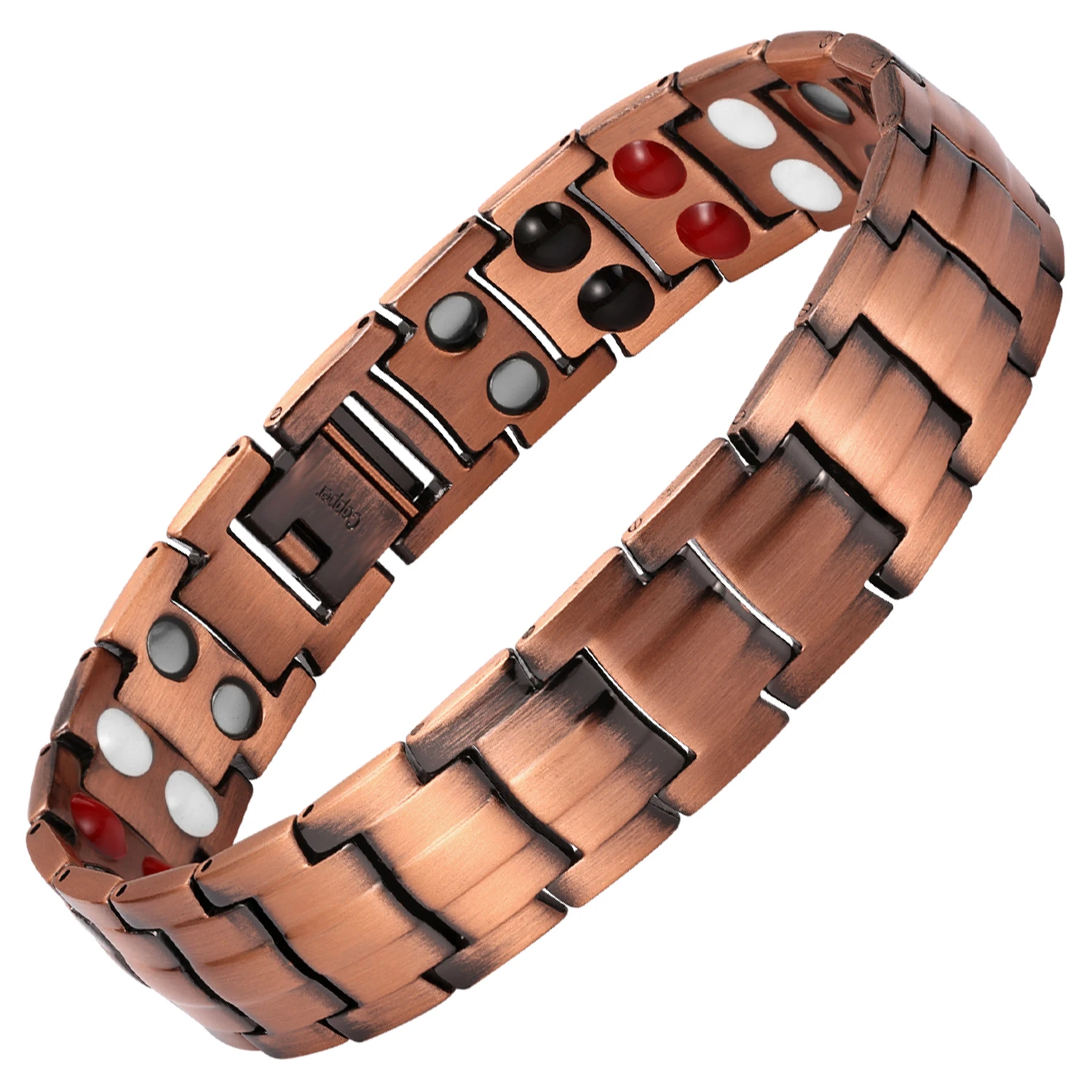 Classics 99.99% Pure Copper Bracelet Magnetic Therapy Bangle Men Double Row Energy Element Germanium Arthritis Pain Jewelry