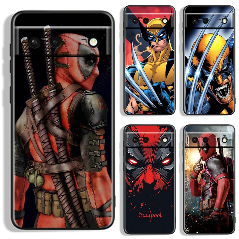 

Marvel Deadpool Wolverine For Google Pixel 9 8 7A 7 6A 6 5A 5 4 4A XL 5G Black Silicon Shockproof Shell TPU Phone Case