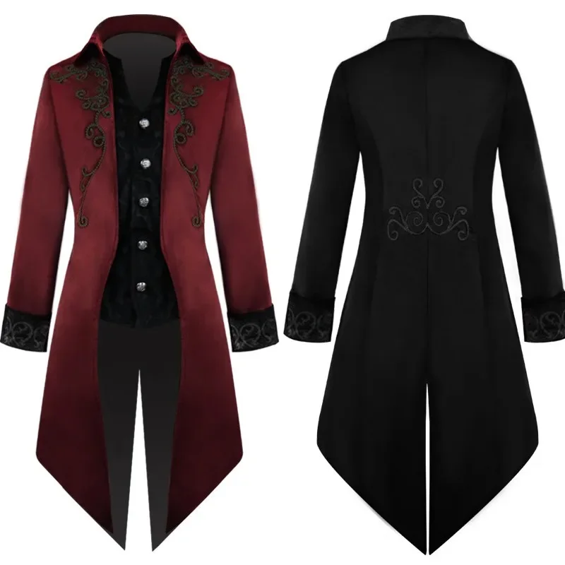 

Cosplay Costume Mens Medieval Steampunk Tuxedo Gothic Vintage Renaissance Jackets Victorian Halloween Carnival Party Gown Coats