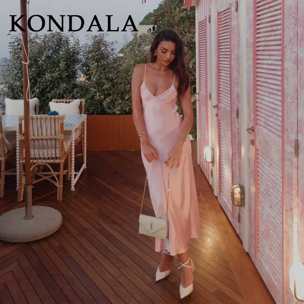 KONDALA 2025 Spring Summer Sexy Satin Solid Cami Dress Fashion Nightclub Strapless Backless Sleeveless Slim Lady Zipper Dress
