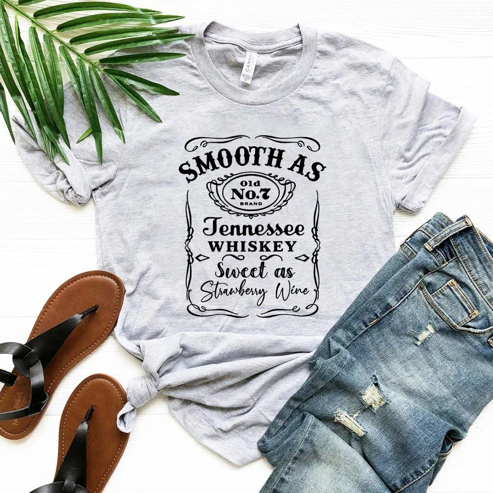 Y2k Aesthetic Summer T-shirt Smooth As Tennessee Whiskey Sweet As Strawberry Wine Tops Country Girl Tee Whiskey Lover Tees