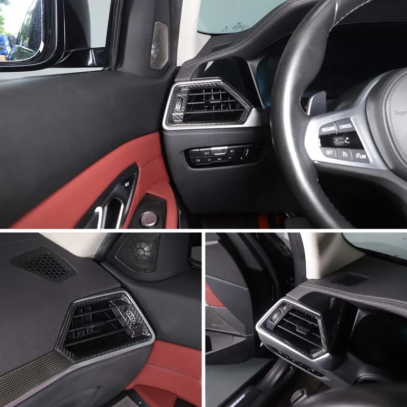 لسيارات BMW 3 Series G20 G21 G28 20-22 ألياف الكربون الحقيقية سيارة الجانب تكييف الهواء تنفيس المخرج غطاء الكسوة اكسسوارات السيارات #6