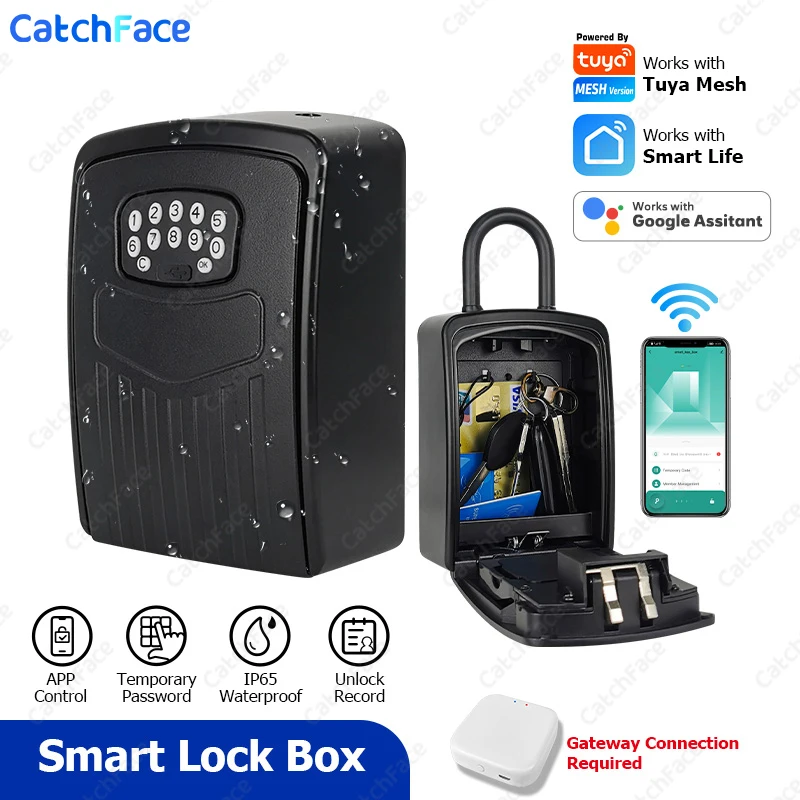 Catchface Outdoor IP68 Waterproof Safe Security Intelligent Password Storage Lock Tuya APP Key Box Anti-theft box