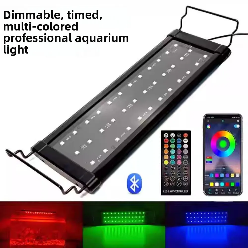 

RGB Dimmable Aquarium LED Fish Tank Light 12/24/36/48inch Sunrise Sunset,Remote Control For Saltwater Freshwater Fish Coral Reef