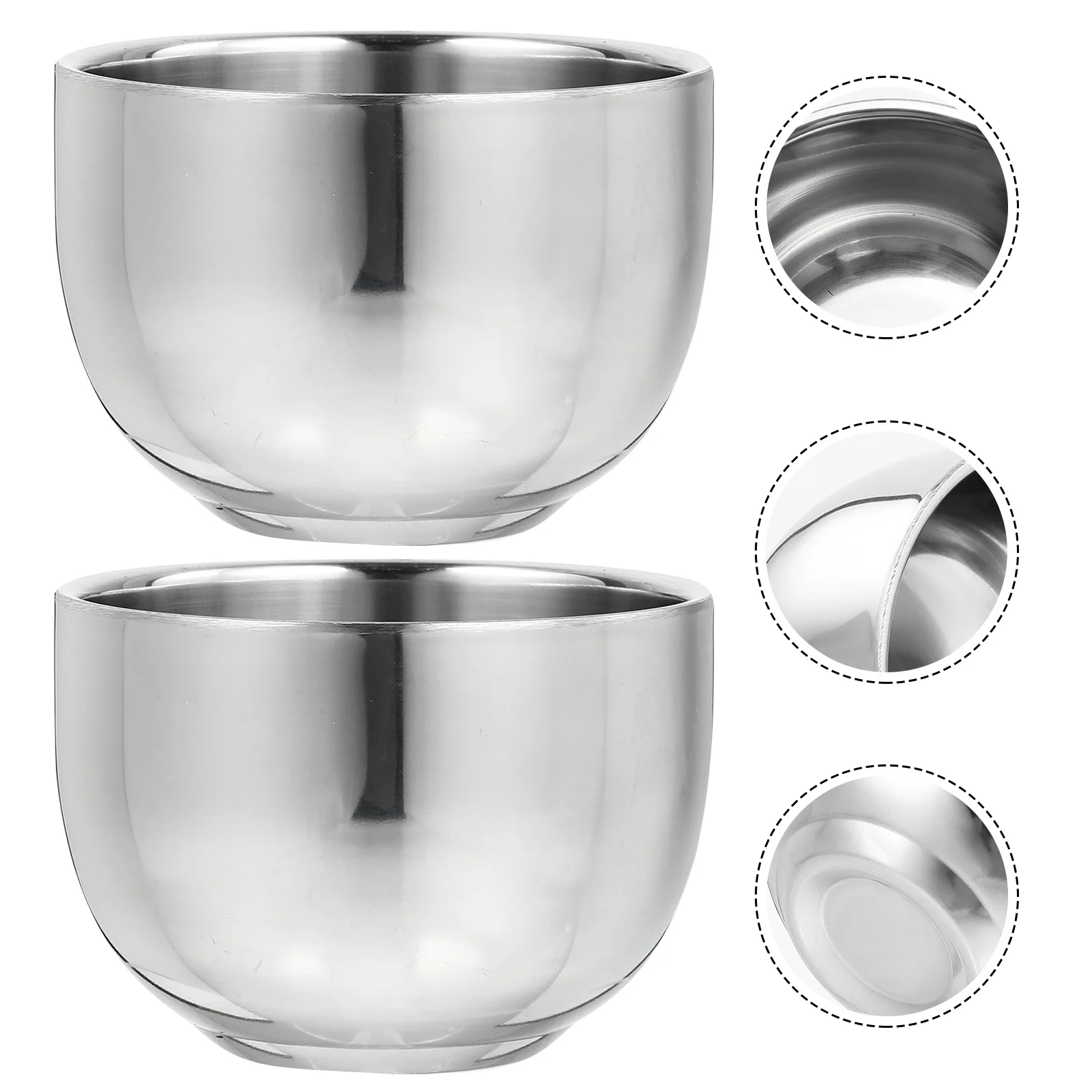 

2Pcs Simple Design Men Shaving Bowls Stainless Steel Sturdy Anti-Rust Stable Base Travel Shaving Cream Soap Bowl