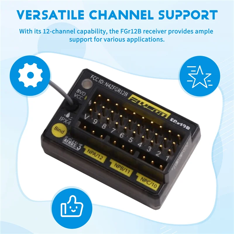 FBIL-FLYSKY Fgr12b 2.4Ghz 12CH RC 수신기 AFHDS3 송신기 용 PWM PPM Ibus 인터페이스 RF 모듈 PL18 NB4 NB4 Lite FRM 302