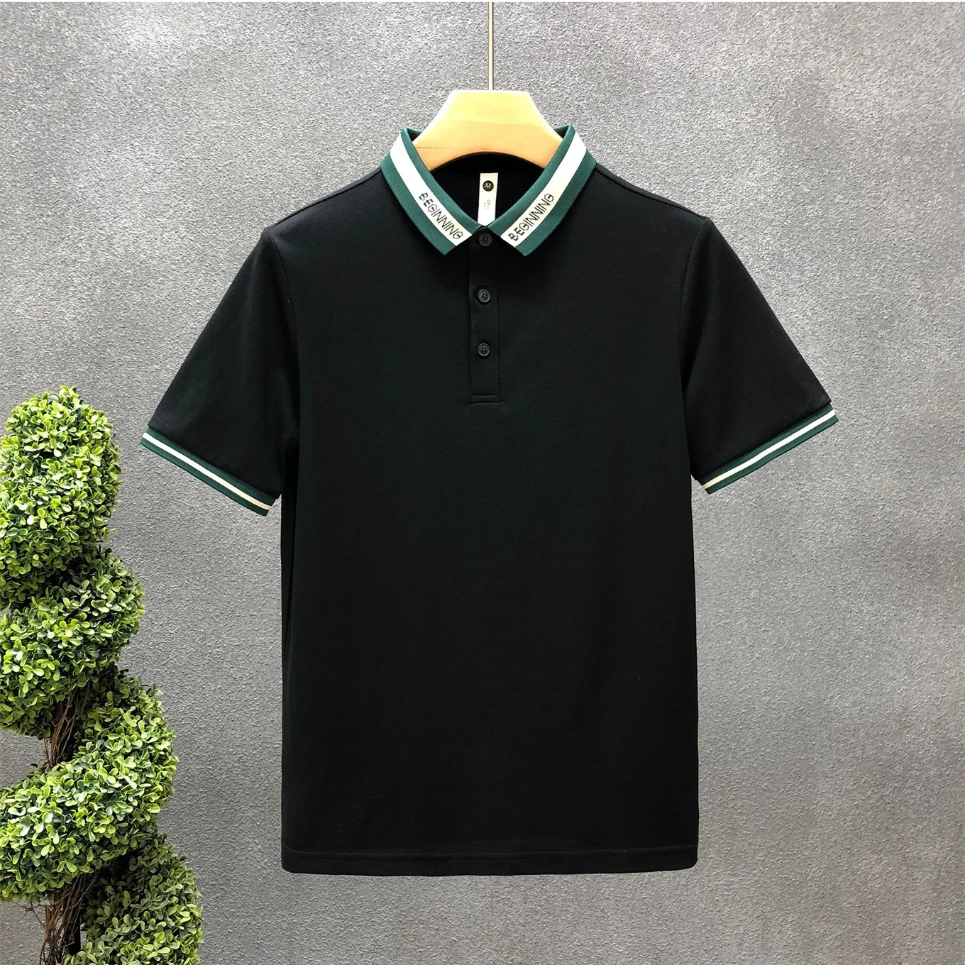 2024 New Summer Temperament High-end Men\'s Fashion Color Blocking Letter Printed Lapel Casual Business Short Sleeved POLO Shirt