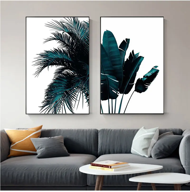 Blue Banana Palm Tree Leaf Abstract  Botanical Canvas Print Nordic Style Painting Creative Picture Modern Home Decoration