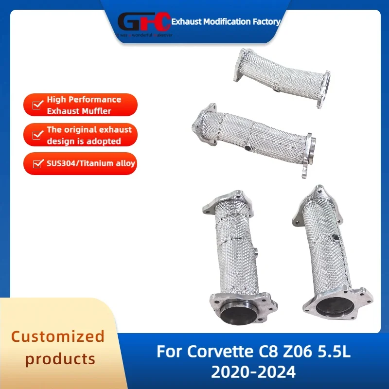

GFC Catless Downpipe Exhaust Pipe for Corvette C8 Z06 5.5L 2020-2024 High Performance 304 Stainless Steel Exhaust System
