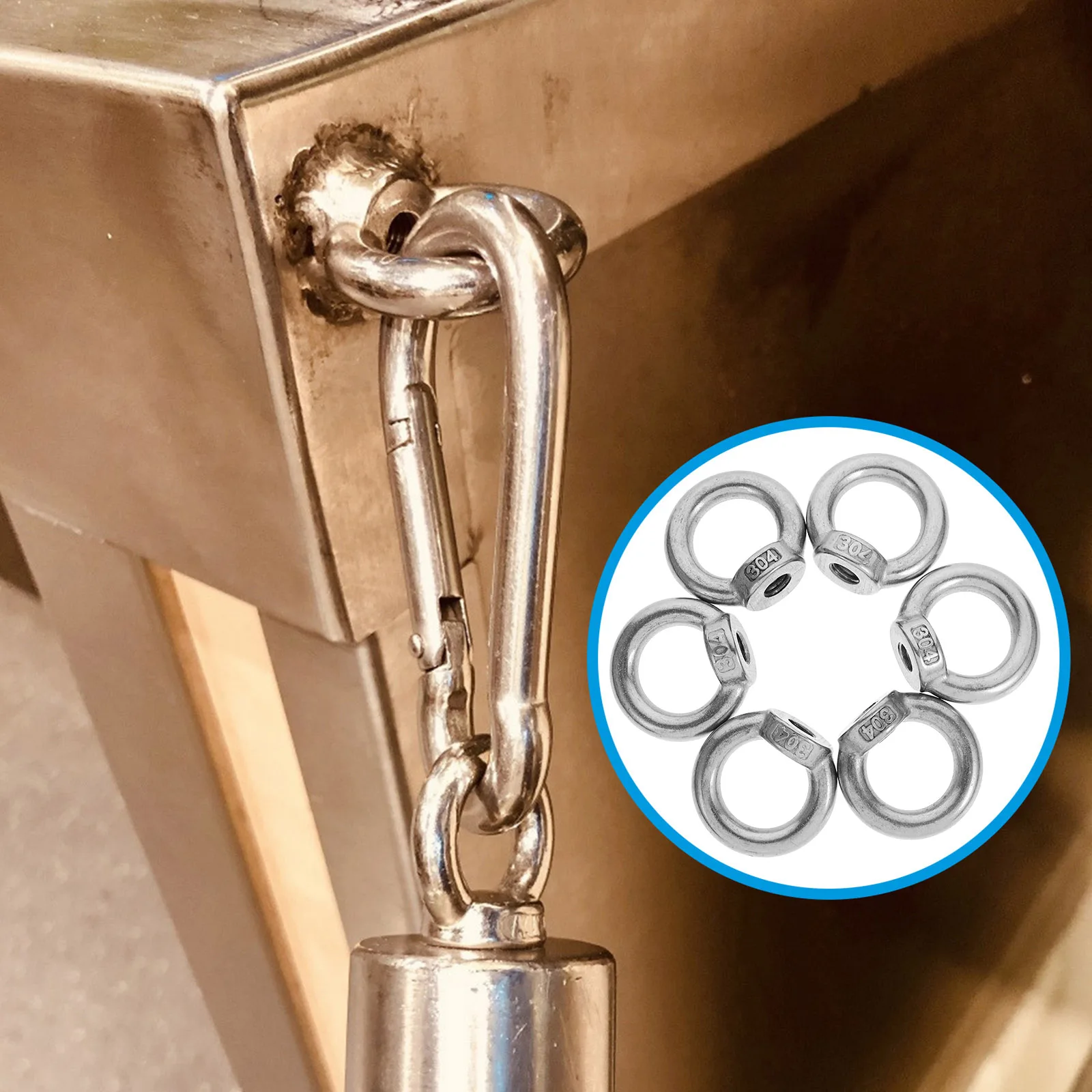 

6pcs Nut Ring Nuts Heavy Duty Tie Eye Kayak Accessories Bolt Down Lifting Eye Nut Roof Rack Fastener Hardware