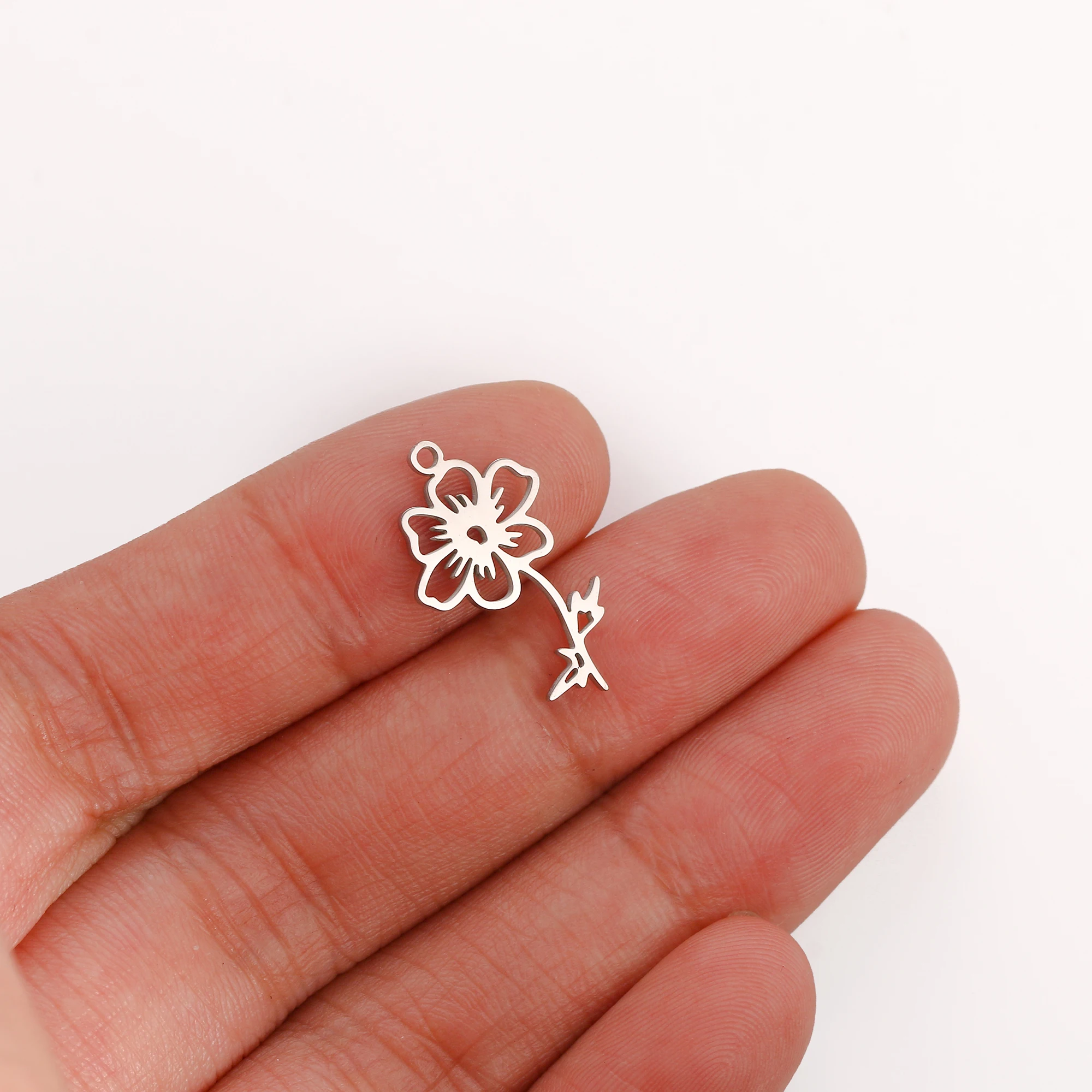 5PCS Edelstahl 12 Geburt Blume Charms Rose Anhänger Für Die Herstellung Von Halskette Armband Ohrringe DIY Schmuck Zubehör Großhandel – Detail 16