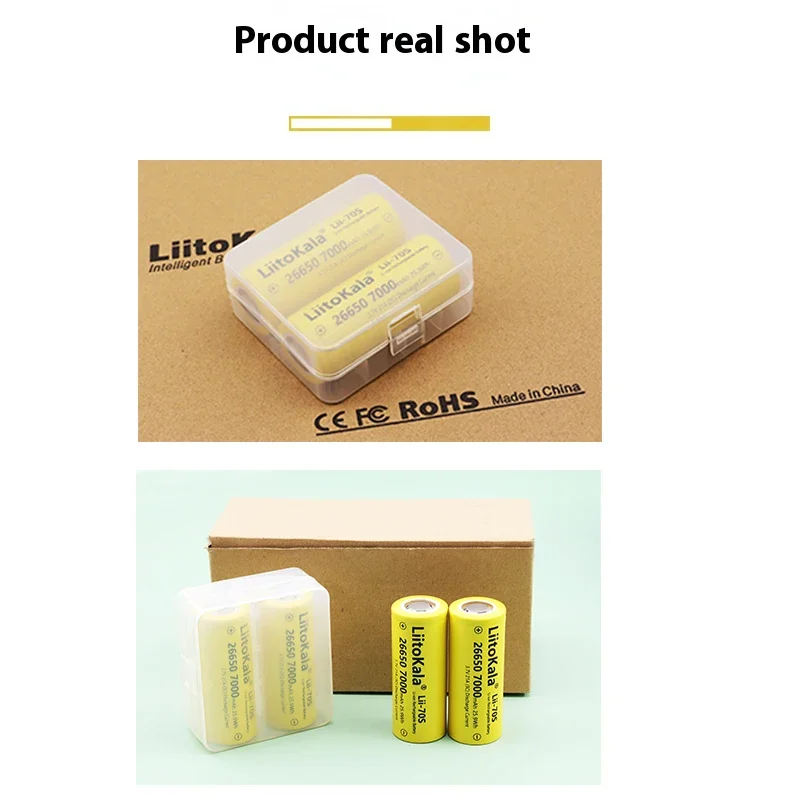 1pcs LiitoKala LII-70S 26650 3.7V 7000mA 35A Power แบตเตอรี่ลิเธียมแบบชาร์จไฟได้ 26650 เหมาะสําหรับไฟฉายแบตเตอรี่