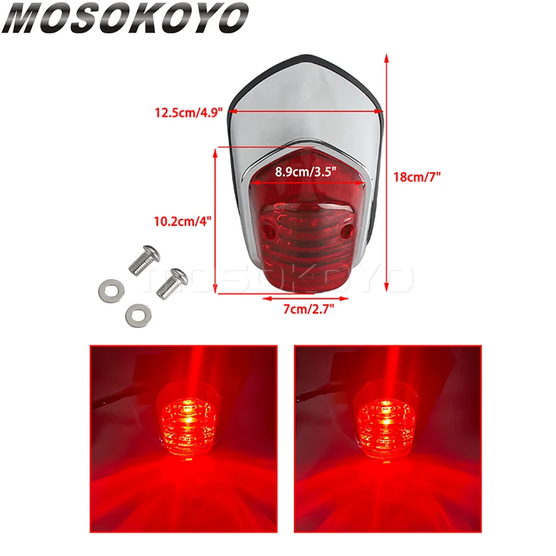 Chrome Retro 12V Filaments Lamp Taillights Brake Stop Light for Honda Shadow Sabre 1100 Aero ACE Valkyrie Red