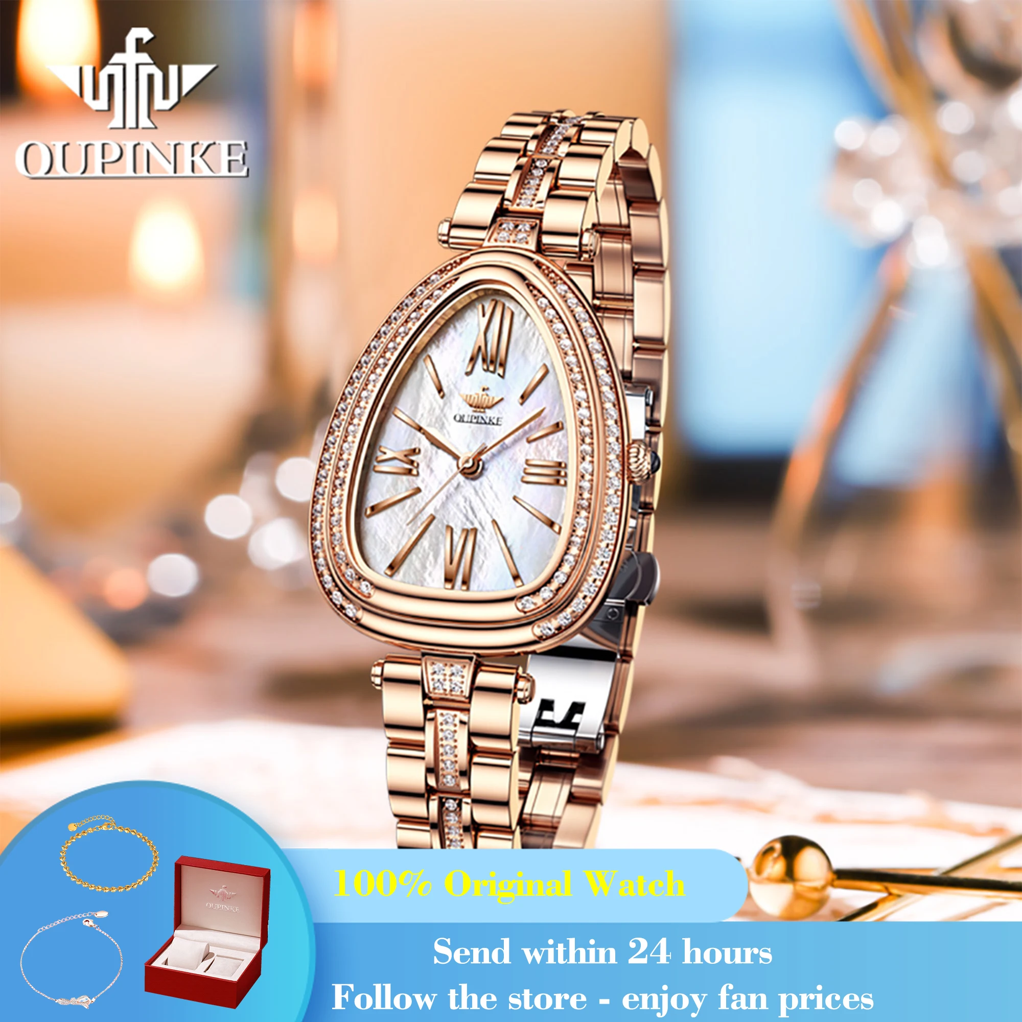 OUPINKE 3192 Roman Scale Luxury Woman Quartz Dress Wristwatch Top Brand Waterproof Watch For Women Original Classic Watches