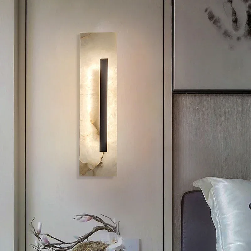 Fashion Design Modern Marble Wall Lamp Living Room Black Applique Murale Bedroom Decoration Led Light Bedside Hallway Sconce