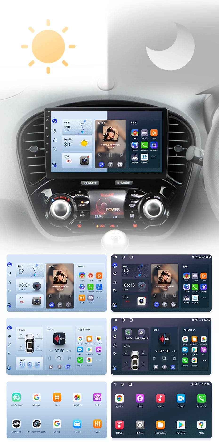 Junsun Kabelloses Carplay Android Auto Autoradio für Nissan Juke Yf15 2010 - 2014 Intelligentes System Stereo Multimedia Autoradio – Detail 7